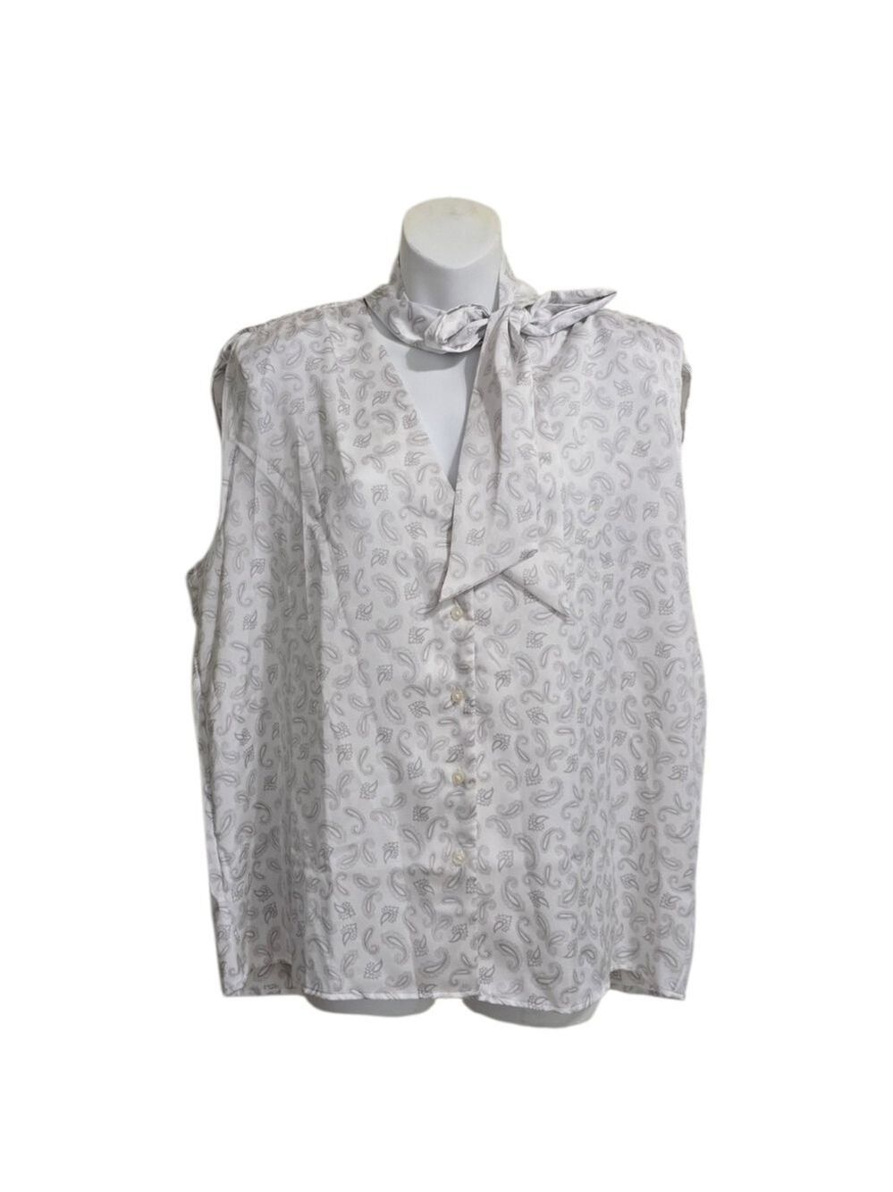 Ann Taylor Sleeveless Tie-Neck Satin Paisley Blouse Sz L NWT
